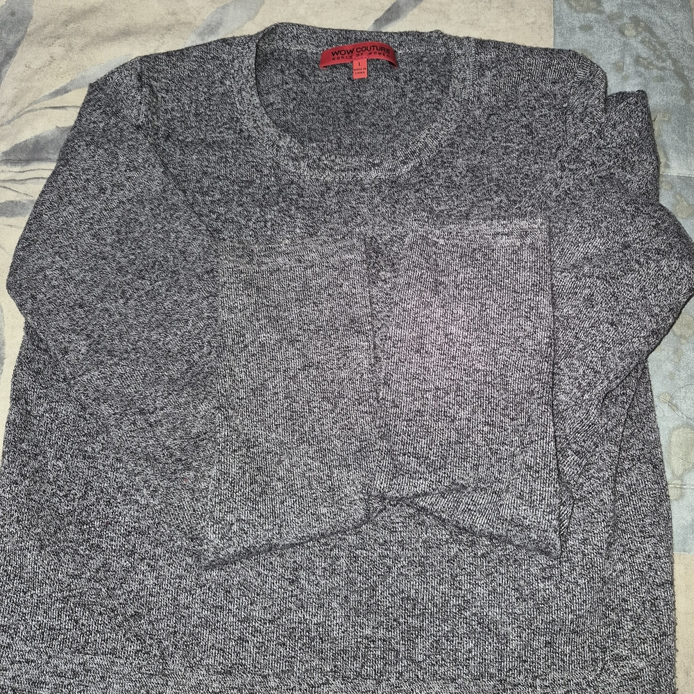 Wow Couture Women Gray Crewneck Sweater